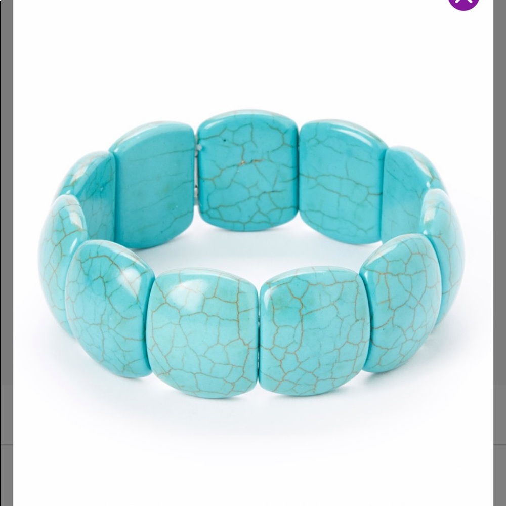 Yeidid International-Teal Howlite chunky square design-stretch bracelet OS- NWT